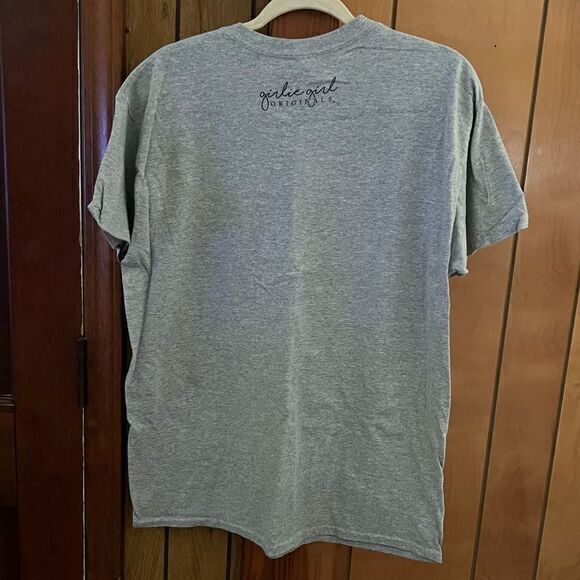 Gildan Women's Girlie‎ Girl Goat Graphic Print Pullover Short Sleeve Gray Large - Picture 2 of 6